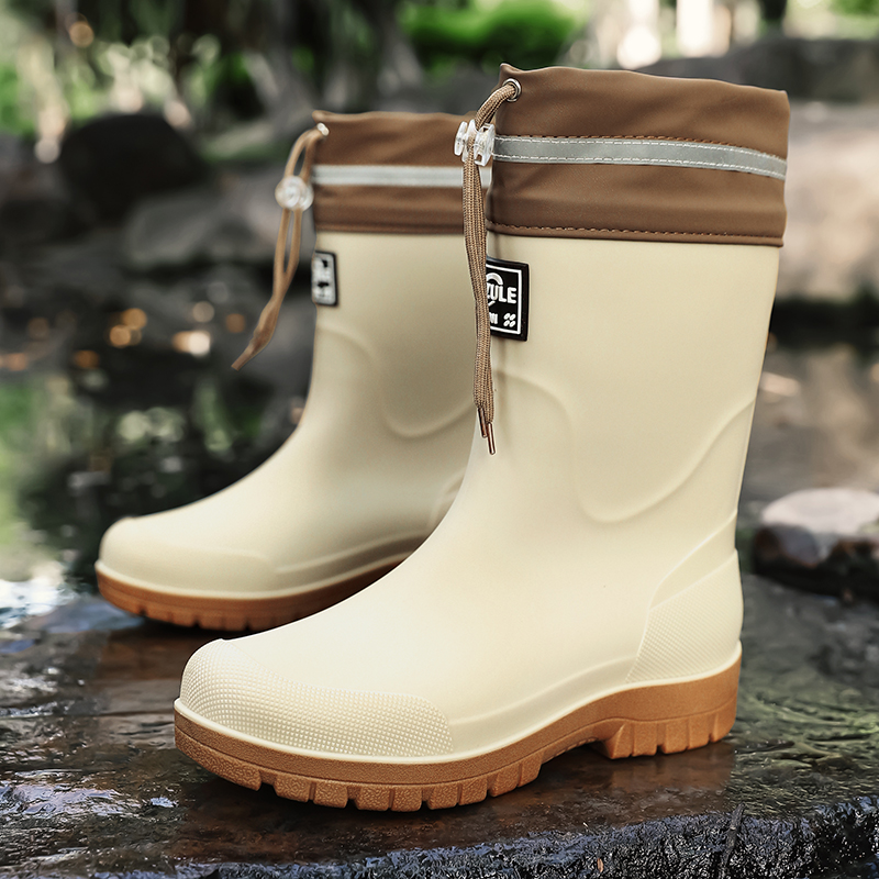 Men's Mid-Calf Drawstring Rain - Fishing Boots ulasan dan harga