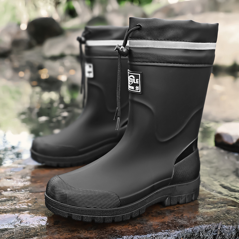 Men's Mid-Calf Drawstring Rain - Fishing Boots ulasan dan harga