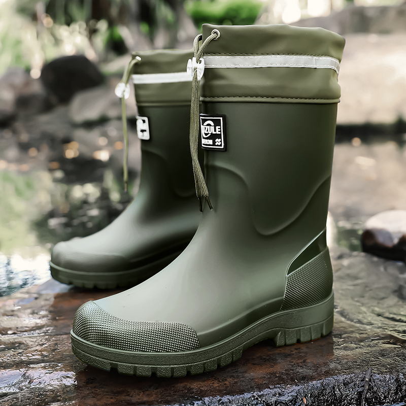 Men's Mid-Calf Drawstring Rain - Fishing Boots ulasan dan harga
