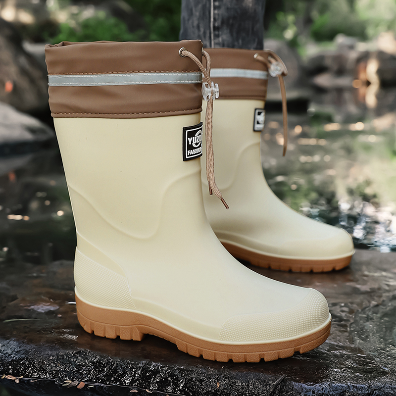 Men's Mid-Calf Drawstring Rain - Fishing Boots ulasan dan harga